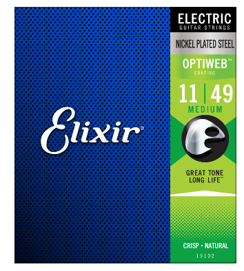 Elixir 19102 Optiweb Coated Nickel Plated Electric Guitar Strings Medium 11-49