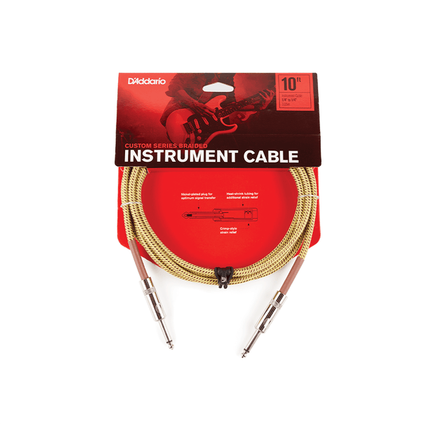 D'addario BRAIDED INSTRUMENT CABLES Tweed, 10ft. PW-BG-10TW