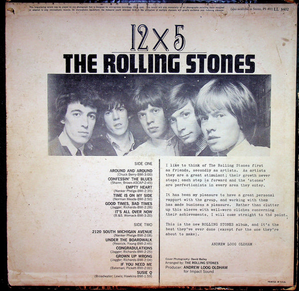 LP-The Rolling Stones-12 x 5-Mono-1964